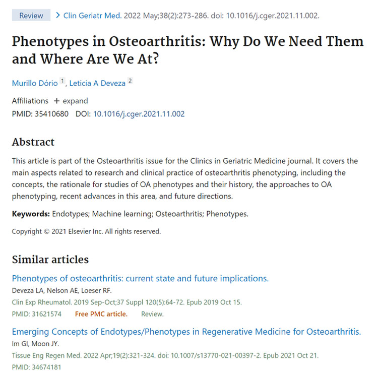 Leia mais sobre o artigo Phenotypes in Osteoarthritis: Why Do We Need Them and Where Are We At?